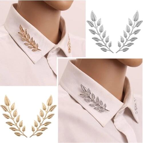 2019 Vintage Leaf Collar Pin Brooch Leaves Plant Brooches For Women Clothing Shirts Suit Charm Men Jewelry Xmas Gift