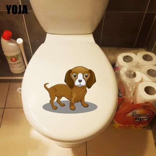 YOJA 16.3*23.2CM Dog Toilet Sticker Wall Decal BedRoom Home Decor Funny Cartoon T3-0633