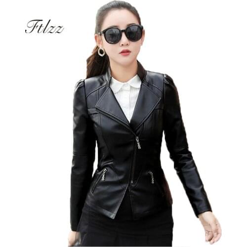 Plus Size 5xl 6xl Leather Jacket Women Black Jacket 2018 New Spring Autumn Female Long Sleeve Zipper Biker Moto Leather Jackets