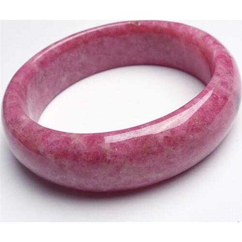 Free Shipping Genuine Natural Rose Rhodonite Gem Stone Crystal Charm Bangles Women Inner Diameter 58mm