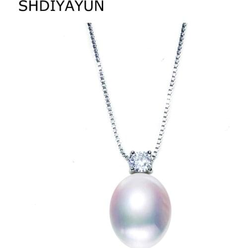SHDIYAYUN New Pearl Necklace Natural Freshwater Pearls Zircon Pendants 925 Sterling Silver Jewelry For Women Diamond Necklace