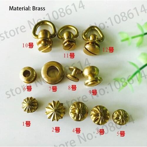 1set brass screwback spikes Metal Head Button Stud Screwback Spot Nail Rivet with Screw Bag Purses Rivets Leather Craft