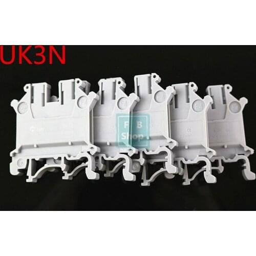 10 pcs UK3N Wiring board connector terminals UK-3N DIN rail Terminal blocks Phoenix type UK3N