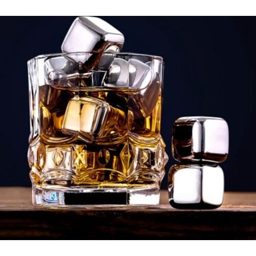 8PCS Whiskey Stainless Steel Chilling Stones Rocks Reusable Ice Cubes with Tongs