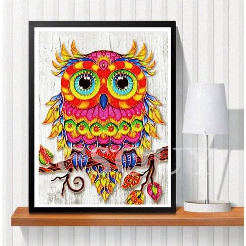 Diy Diamond Painting Cross Stitch Animals Owl Red Full Resin Square Round Diamond Embroidery Home Mosaic Needlework Rhinestones