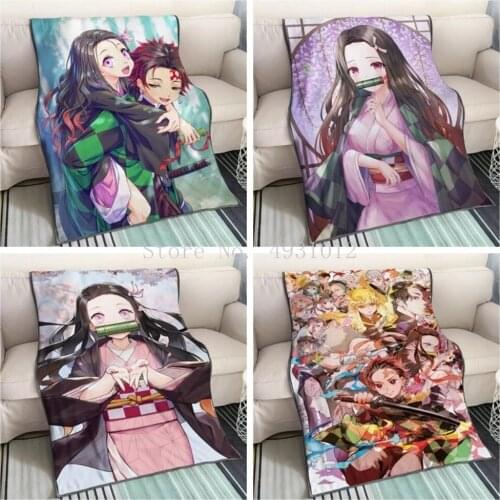 Devils Blade Anime Duvet Home Decorative Demon Slayer Kimetsu No Yaiba Tanjirou Nezuko Summer Blanket For Children Bedding