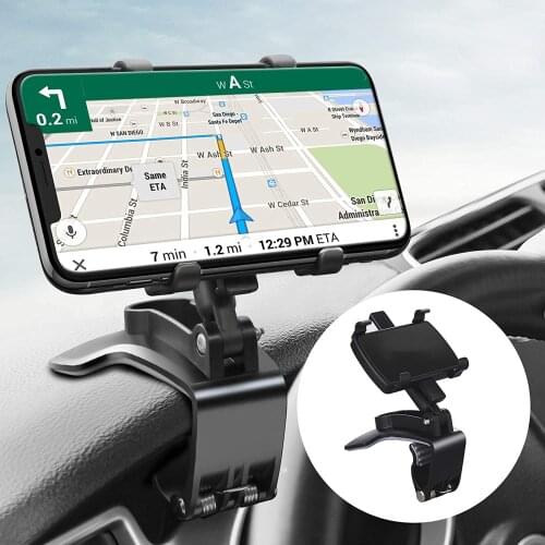 Car Phone Mount Car Dashboard Phone Holder 360 Degree Rotation Adjustable Mobile Cell Phone Clip Mount Stand Suitable for 4-7 In
