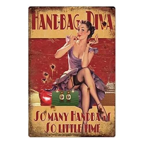 AYLAODI 1pcs Pin Up Girl Tin Sign Plaque Metal Vintage Sexy Metal Sign Wall Decor for Bar Pub Club Man Cave Retro Signs Metal
