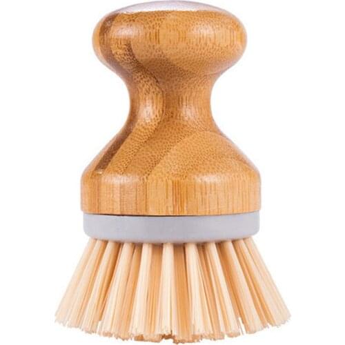 Bamboo Round Brush Dish Cleaning Scrubber Scrub Brush For Dishes Pots Kitchen Sink Household Cleaning Bamboo Dishwashing Brush