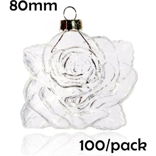 Free Shipping DIY Paintable Christmas Xmas Decoration Ornament/Ball 80mm Glass Rose, 100/Pack
