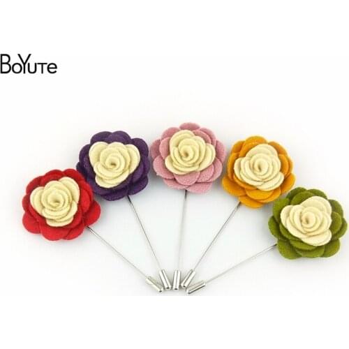 BoYuTe (5 Pieces/Lot) Mix Colors Handmade Flower Lapel Pin Brooches Wholesale Men Brooch Wedding
