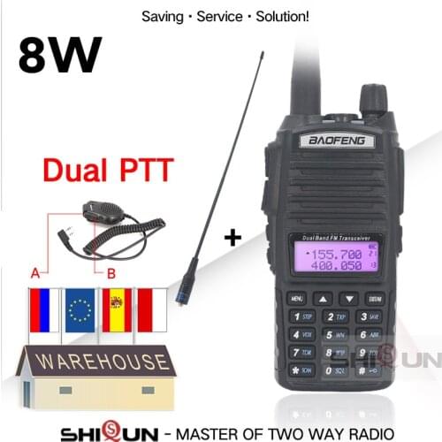 UV-82 Ham Radio 10KM 8W BaoFeng Dual PTT 136-174mHz 400-420Mhz UV 82 Walkie Talkie 10 KM UV82 Optional Microphone Sp UV-9R UV-5R