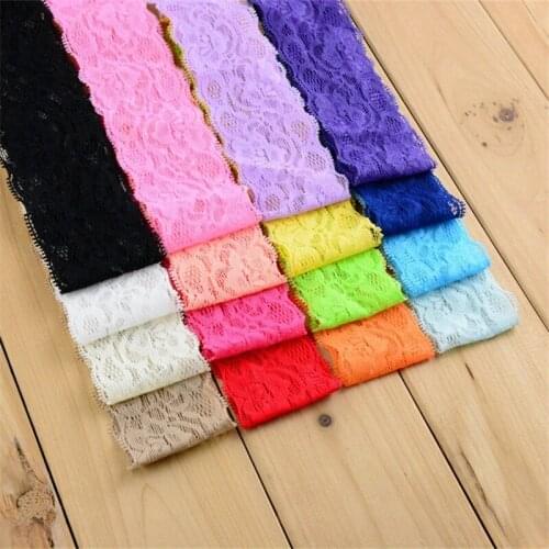50pcs/lot 16colors 2" Elastic Lace Headband Stretchy Hair Band Girls Accessories U Pick Color HD05