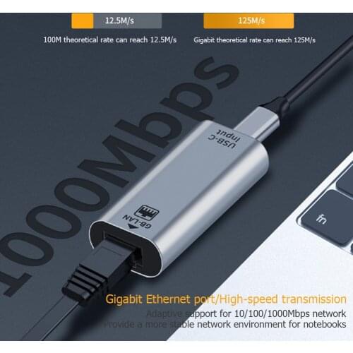 Ethernet Adapter Network Card USB Type C to RJ45 Ethernet Adapter Gigabit Network Card for Laptop Smartphone