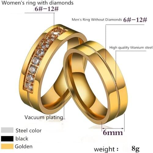 European And American Fashion New Titanium Steel Zircon Ring Stainless Steel Diamond Couple Ring