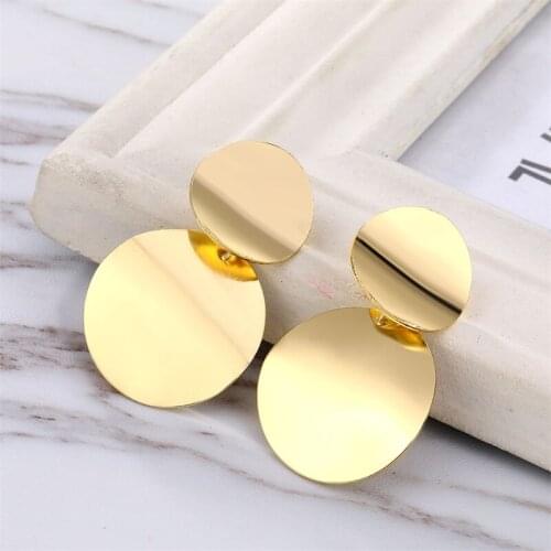 IFMIA Unique Metal Drop Earrings Trendy Gold Color Round Statement Earrings for Women New Arrival Wing Fashion Jewelry
