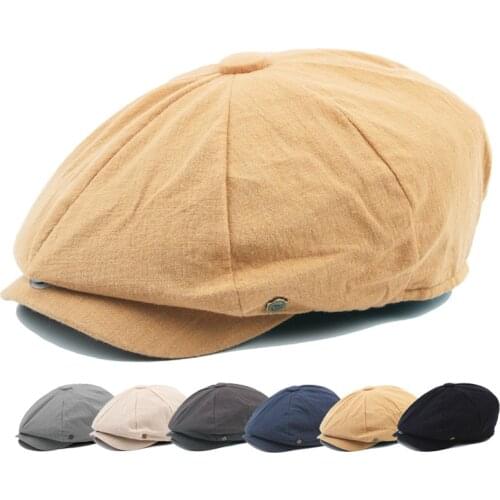 Spring Newsboy Cap Hat Man Vintage Cotton Short Brim Summer Autumn Classic Style Woman Fashion Flat Hat