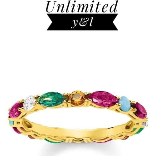 Gold Color Colorful Stone Rings Thomas Style Silver Fashion Jewelry Accessories for Women Lover Gifts 2018 New Arrivals