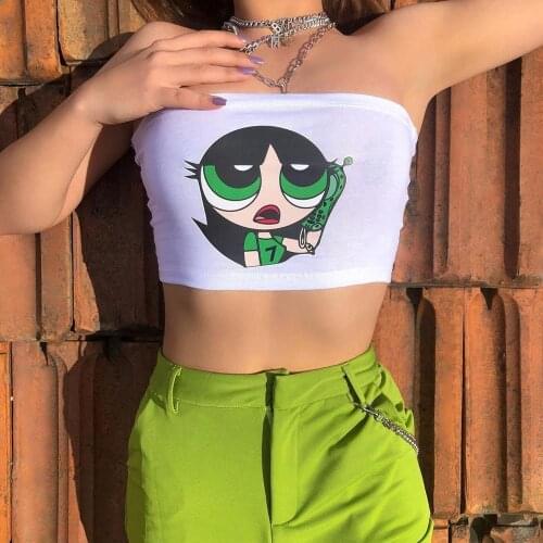 SURGE Summer Women Buttercup Powerpuff Top Tube Top Hot White 2020 New Fashion Blouse