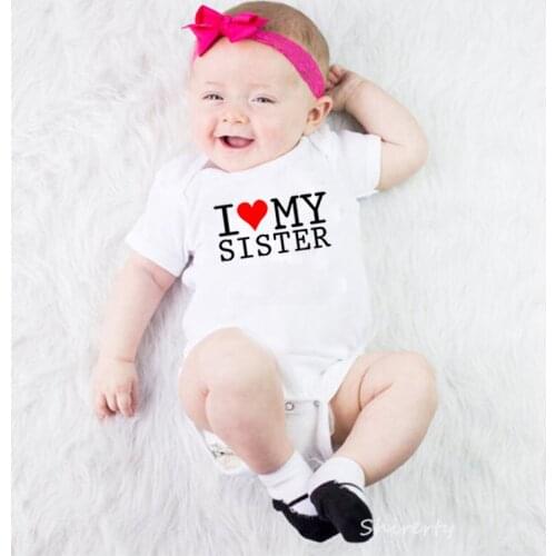 2019 Summer Infant Newborn Baby Boys Girls Cotton I Love My Sister Bodysuit Playsuit Baby Casual Outfits