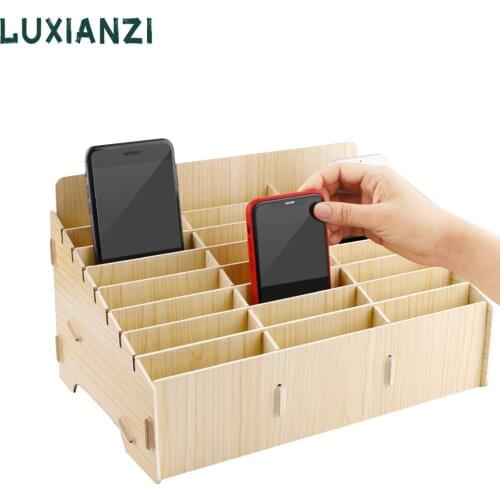 LUXIANZI 24 Grid storage Box Wooden Desktop Stationery Jewelry Hand Account Cosmetics Mobile Phone Screwdriver Organizer tool