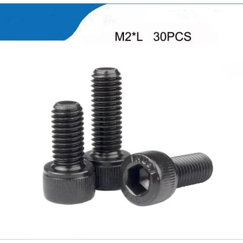30Pcs M2*3/4/5/6/7/8/9/10/12/14/15/16/18/20 DIN912 grade 12.9 Alloy Black Steel Hexagon Socket Head Cap Furniture Screws