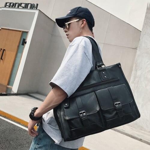 Weysfor Fashion Men PU Leather Handbags Casual Laptop Bags Large Male Business Travel Messenger Bag Mens Crossbody Shoulder Bag