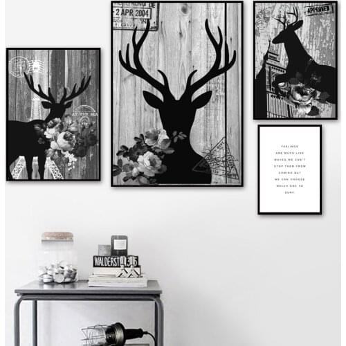 Retro Big Ben Paris Tower Deer Flower Sky Wall Art Canvas Painting Nordic Posters And Prints Wall Pictures For Living Room Decor