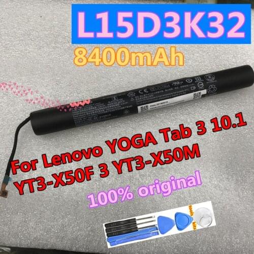 Original New Battery Real 8400mAh L15D3K32 For Lenovo YOGA Tab 3 10.1 YT3-X50F 3 YT3-X50M Batteries