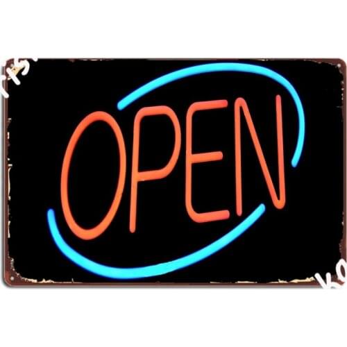 Open Poster Metal Sign Printing Garage Club Wall Mural Plates Tin Sign Posters