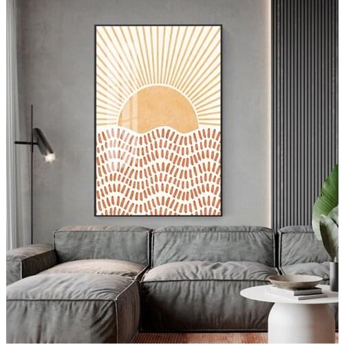 Posters Wall Art Picture For Living Room Decor Boho Poster Sun Abstract Line Painting Mid Century Canvas Print Minimalist
