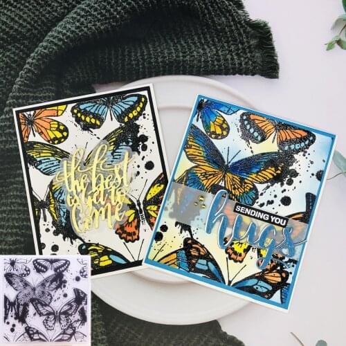 CLEAR STAMPS Vintage Butterfly Background DIY Scrapbooking Handmade Card Album Paper Craft Rubber Transparent Silicone Stamp