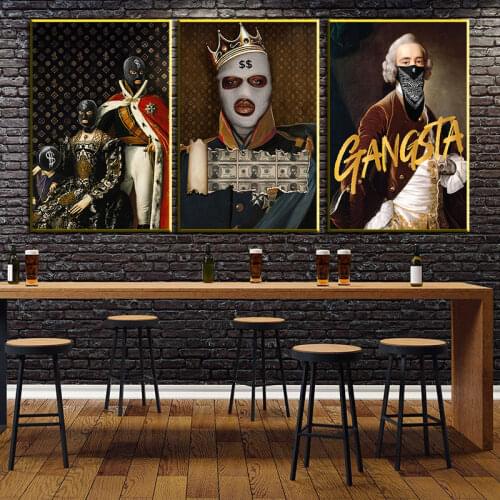 Luxury Painting Masked Crown Man Money Retro Prints Canvas Print Decorate Posters Palace Family Wall Living Room Decor Paintings