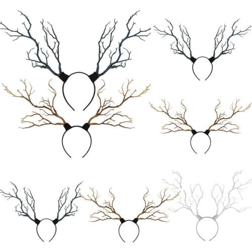 Christmas Headbands Deer Horn Headdress Long Antlers Tree Branches Fantasy Costume Fairy Fascinator Headpiece Festival Props