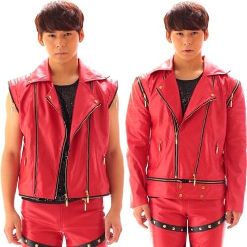 S-6XL!!! Nightclub male singer bar metal zipper motorcycle leather jacket punk jacket performance costumes