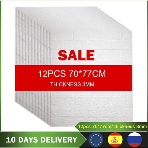 12pcs Self adhesive Wallpaper Peel and Stick 3D Wall Panel Living Room Bedroom Kids Room Brick Papers Home Decor
