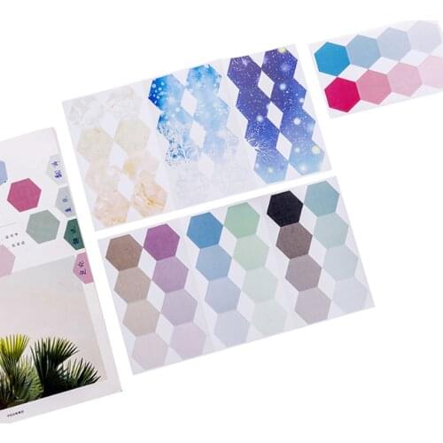 24pcs/pack Gradient Color Hexagon Index Classification Stickers Note Memo Stickers Study Office Supplies Sticky Notes Gift