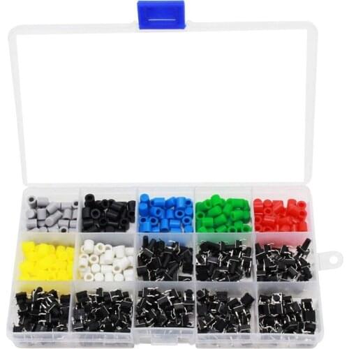 Tactile Push Button Switch Mini Momentary Tact Assortment Kit with Colorful Button Caps 420 PCS(Switch Button Caps 420 PCS)