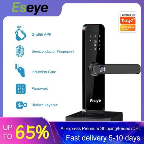 Tuya Fingerprint Lock APP WIFI Remotely Lock Door Biometric Smart Lock Digital Password RFID Unlock Electronic Hotels Door Lock