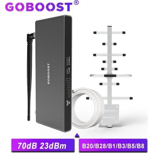 GOBOOST LTE 4G 800 mhz signal booster mobile network cellular amplifier 4G internet communication repeater band 20 antenna kit