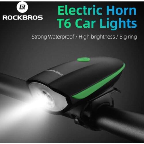 ROCKBROS Bicycle Light Bike Front Flashlight Wide-Range USB Charge Ultralight Headlight Waterproof Bike Bell Cycling Accessories