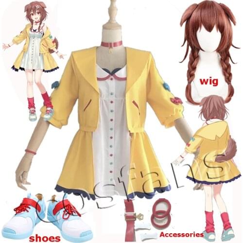 VTuber Inugami Korone Cosplay Costume Women Cute Uniforms Halloween Carnival YouTuber Suit Fancy Anime Outfits Boots Custom Made
