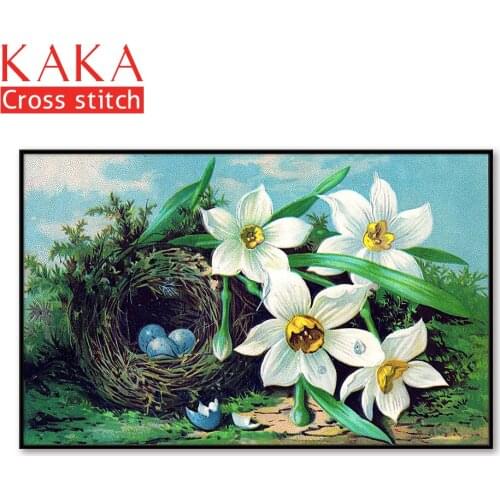 Cross stitch kits,Embroidery needlework sets with printed pattern,11CT-canvas for Home Decor Painting,Flowers Full NCKF290