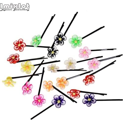20PCS Polymer Clay Flower Hair Clips for Girls Candy Color Princess Hairpin Headdress Clip Barrettes Fashion Hair Accessories
