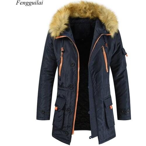 Winter Jacket Men Parka Coat Brand Padded Artificial Fur Medium-Long Thick Parkas Snowjacket Coat Warm Clothing