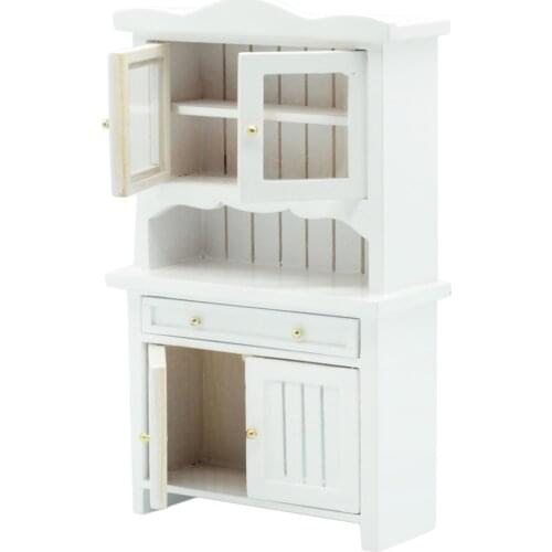1:12 Dollhouse Furniture White Cabinet Kitchen Living Room Bedroom Shelf
