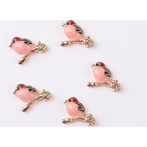 10 PCS 13x11mm KC Gold Plated Enamel Bird Metal Alloy Accessories For DIY Brooch Headwear Earrings Jewelry Making