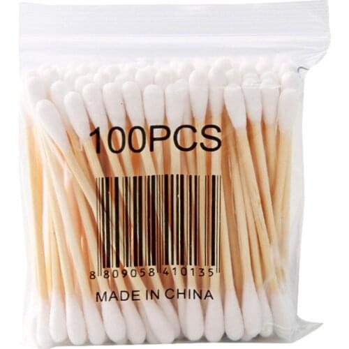 10PCAKS Soft Wood Stick High Quality Double Head Cotton Swab Sanitary Cotton Swab For Women Makeup A22#30