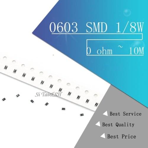 100pcs 0603 SMD 1/8W chip resistor resistors 0 ohm ~ 10M 0R 1K 4.7K 4K7 10K 100K 1 10 100 220 330 ohm 0R 1R 10R 100R 220R 330R