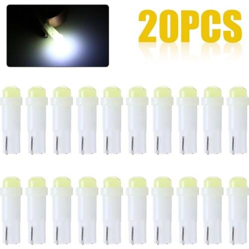 20pcs T5 COB LED Dashboard Door Reading Gauge Light Lamp Bulb White DC 12V Car Styling